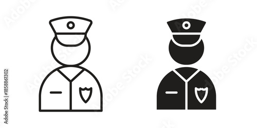 Police icons set in multiple style collection