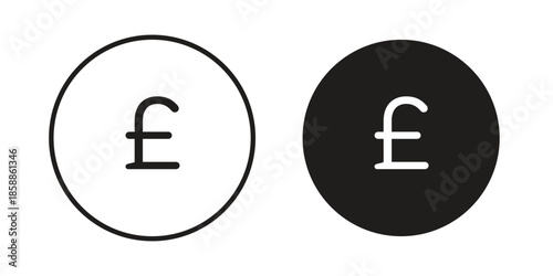 Pound icons set in multiple style collection