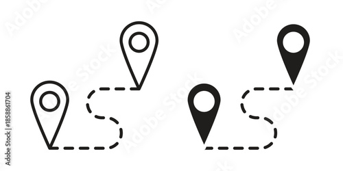 Route icons set in multiple style collection