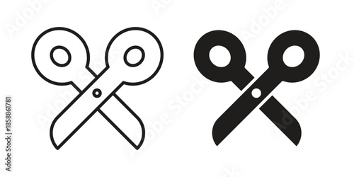 Scissor icons set in multiple style collection