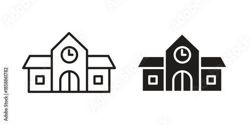 school icons set in multiple style collection