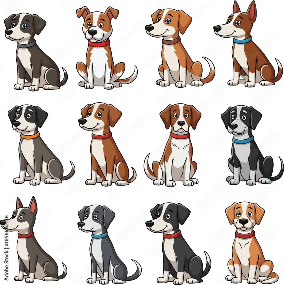 Obraz premium Collection of cute puppies sitting
