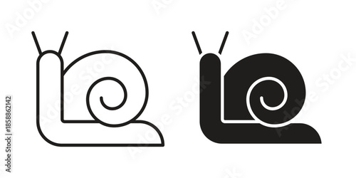 Snail icons set in multiple style collection