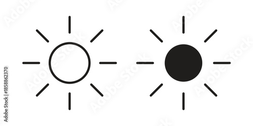 Sun icons set in multiple style collection