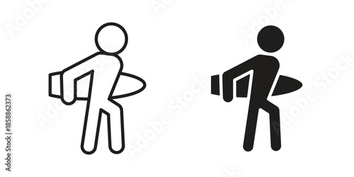 Surfer icons set in multiple style collection