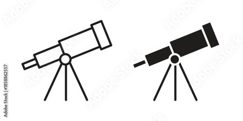 Telescope icons set in multiple style collection