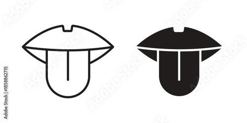 Tongue icons set in multiple style collection