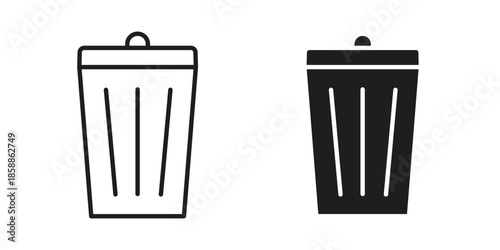 Trash Bin icons set in multiple style collection