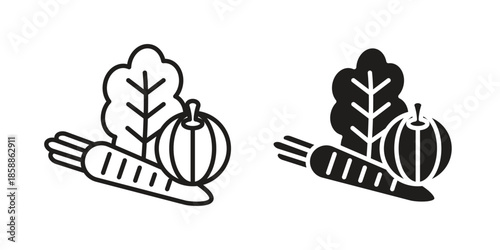 Vegetable icons set in multiple style collection