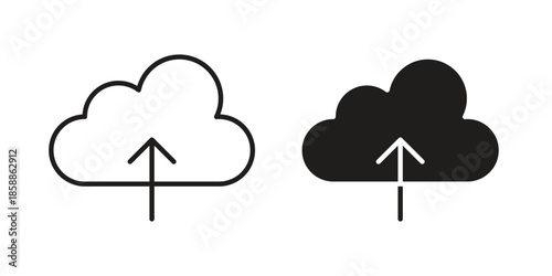 Upload to Cloud icons set in multiple style collection