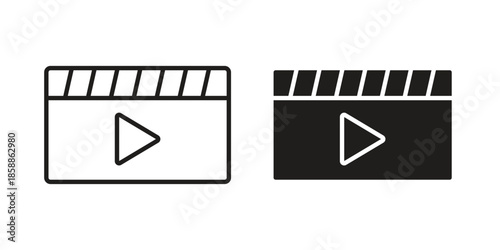 Video icons set in multiple style collection