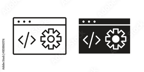 Web development icons set in multiple style collection
