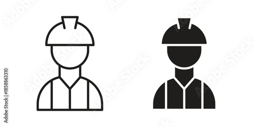 Worker icons set in multiple style collection