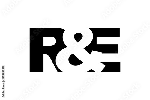 RE logo design in bold style. Black white identity symbol. Modern typography emblem. Corporate branding icon.