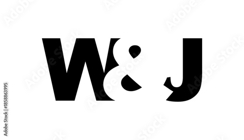WJ logo design in bold style. Black white identity symbol. Modern typography emblem. Corporate branding icon.