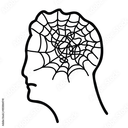 Drowning in stress scene with person overwhelmed by waves of chaotic lines symbolizing mental overload and anxiety