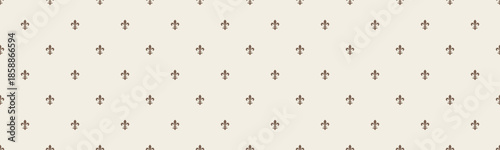 Elegant minimalist fleurdelis pattern.  Subtle repeating design ideal for website backgrounds, stationery, textile prints, or branding.  Neutral color palette offers versatile application.