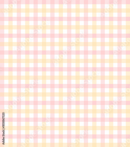 Seamless pastel gingham pattern design with pink and yellow