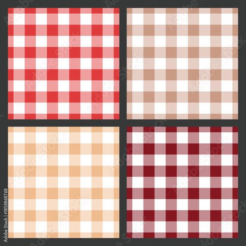Wallpaper Mural Collection of four seamless checkered patterns in warm classic colors: red, beige, tan, and burgundy Torontodigital.ca