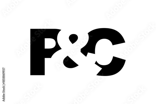 PC logo design in bold style. Black white identity symbol. Modern typography emblem. Corporate branding icon.