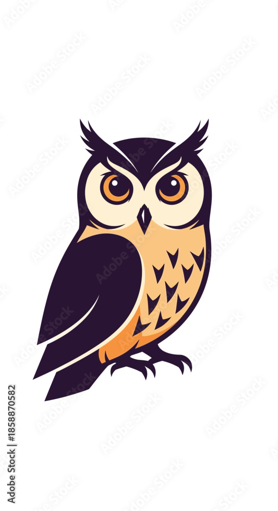 Fototapeta premium Expressive Owl Vector Icon, Stylized Badge Style with Nocturnal Purples and Amber_transparent.svg