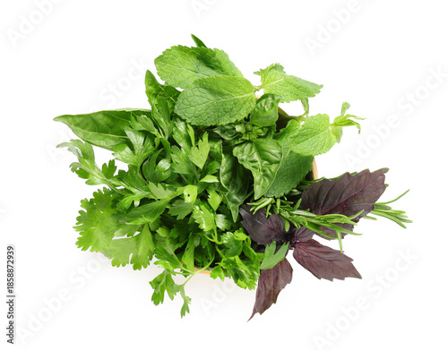Bowl with fresh aromatic he...