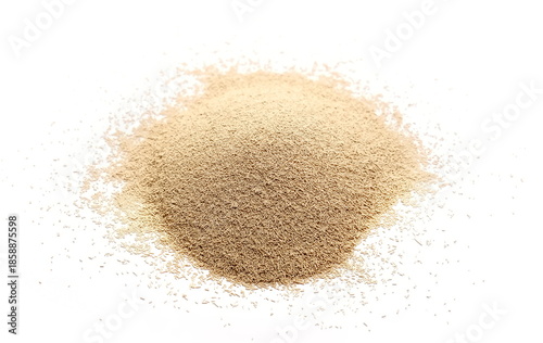Foto Active dry yeast pile isolated on white background, top view, clipping path