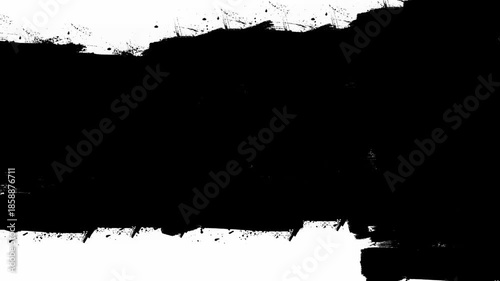 Animated paint brush stroke transition with abstract black and white splash effect, loop