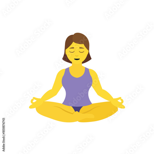 yoga mindfulness lotus position sitting down wellness emoji symbol sign icon vector illustration isolated flat meditation