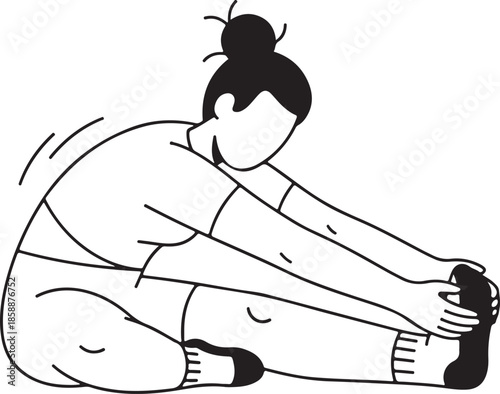 Woman Doing Seated Forward Bend Stretch Illustration