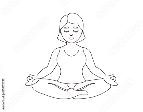 yoga mindfulness lotus position sitting down wellness emoji symbol sign icon vector illustration isolated flat meditation