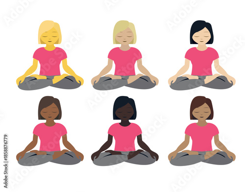 yoga mindfulness lotus position sitting down wellness emoji symbol sign icon vector illustration isolated flat meditation