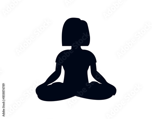 yoga mindfulness lotus position sitting down wellness emoji symbol sign icon vector illustration isolated flat meditation