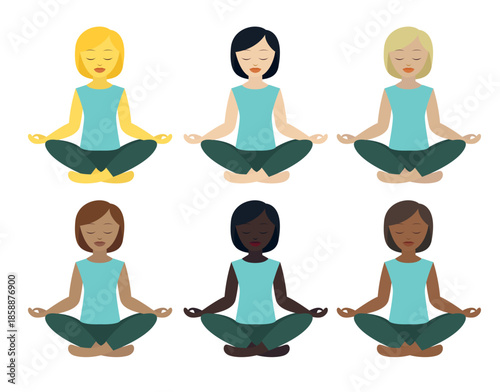 yoga mindfulness lotus position sitting down wellness emoji symbol sign icon vector illustration isolated flat meditation