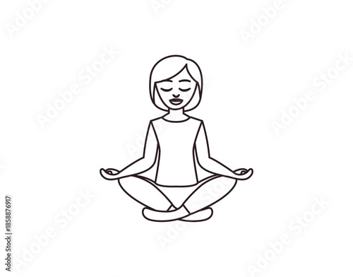 yoga mindfulness lotus position sitting down wellness emoji symbol sign icon vector illustration isolated flat meditation