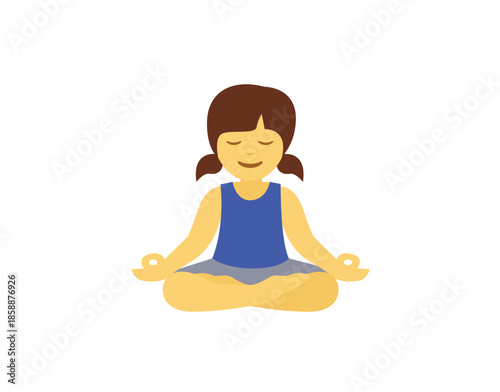 yoga mindfulness lotus position sitting down wellness emoji symbol sign icon vector illustration isolated flat meditation