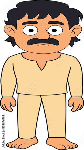 poor needy man character in ragged clothes and messy hair