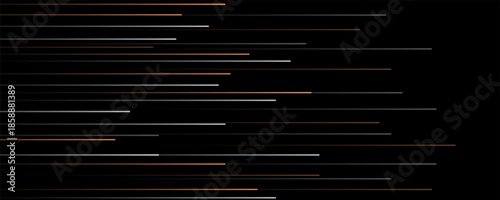 White orange lines techno abstract background on dark space with motion effect decoration. High speed with stripes style. Modern graphic design element concept for web, flyer, card, or brochure cover