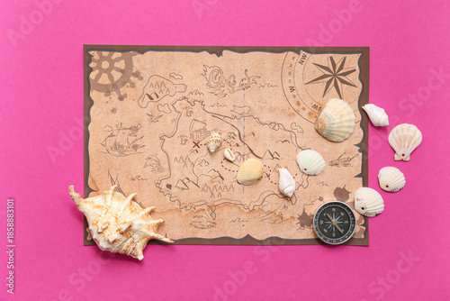 Modern compass, treasure ma...