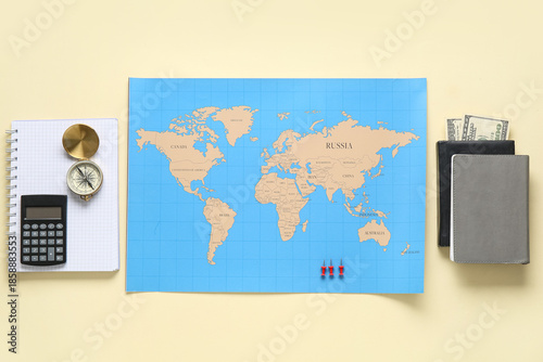 Notebooks with money, compa...