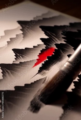 Abstract artwork created with paintbrush on textured paper background