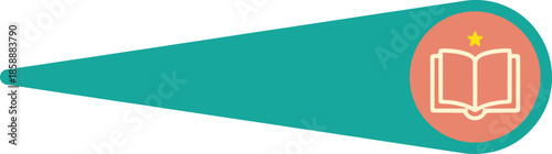 Modern educational icon within a stylish banner, depicting an open book with a guiding star, representing learning, knowledge, and academic achievement