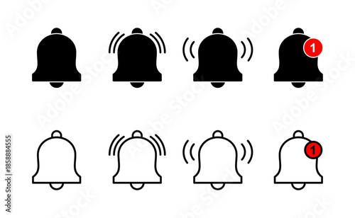 Bell icon vector. Notification sign and symbol for web site design