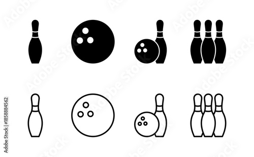 Bowling icon vector. bowling ball and pin sign and symbol.
