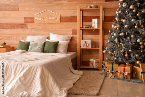 Interior of cozy bedroom wi...