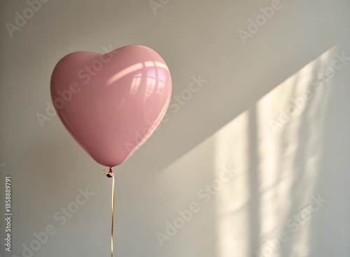 Soft Pink Heart Balloon in Window Light