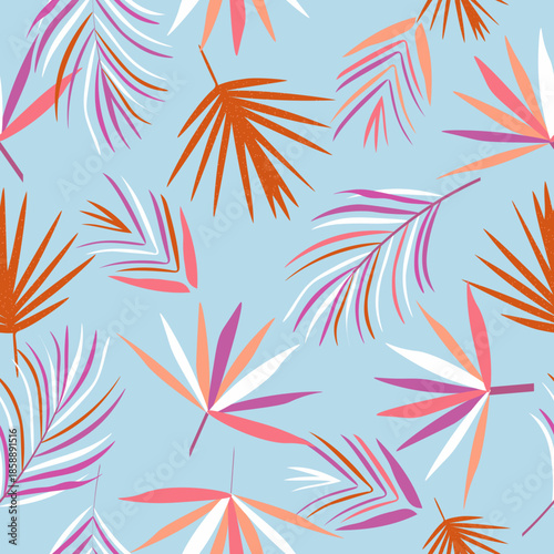 Patron de hojas de la selva en vectores con repeticion para textiles y empapelados 