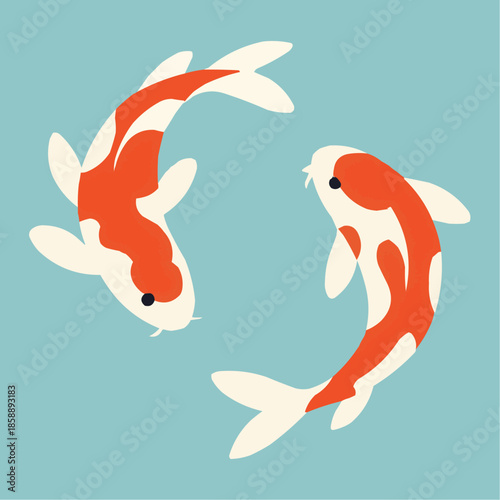 Photos Koi Fish Flat Vector