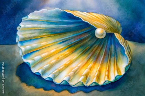 a painting of a shell