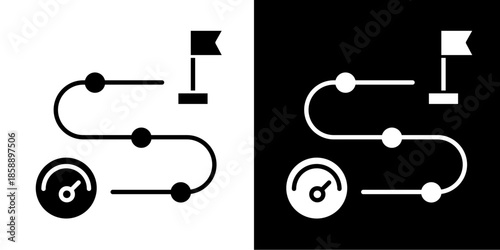 Milestone Tracker  Icon Set White Style Collection